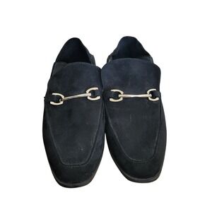 Vintage Havana Polly Black Suede Horsebit Loafers Slip On Mules Womens Size 7.5